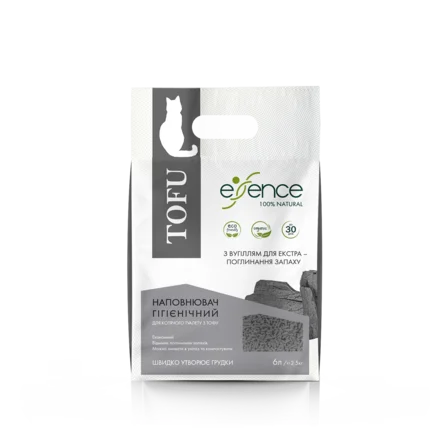 Наповнювач для котячого туалету Essence з тофу, з вугіллям, 6 л: додаткове фото 3