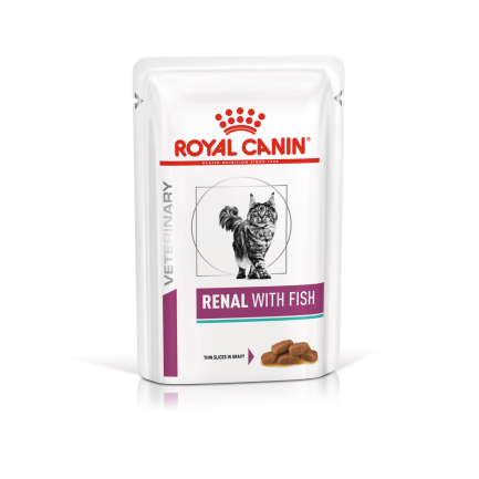 Дієтичний вологий корм Royal Canin RENAL CAT FISH (шматочки у соусі) для котів 12*85г 8+4