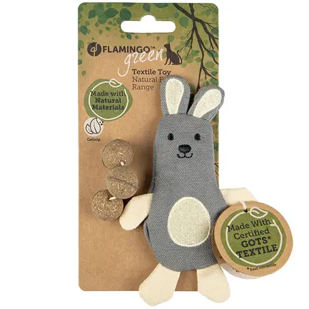 Flamingo Natural Fun Rabbit ФЛАМІНГО КРОЛИК екологична іграшка з котячою м’ятою для котів 9,5х1х14 см