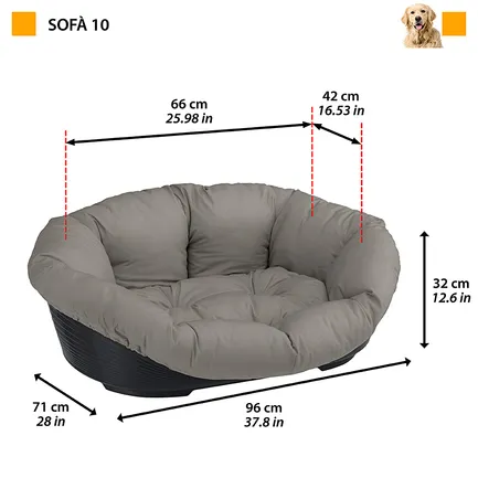 Ferplast SOFA&#039; 10 Місце д/собаки пластик+чохол (бавовна) — Фото 1