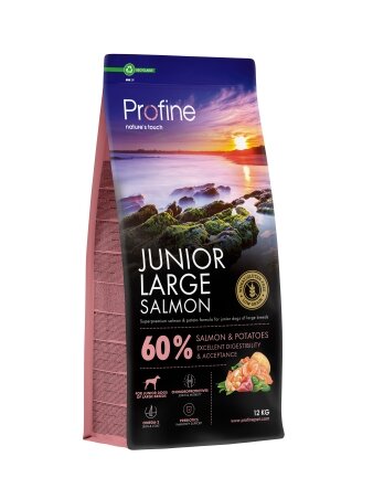 Корм сухий Profine Junior Large Salmon and Potatoes для цуценят та юніорів великих порід, з лососем та картоплею, 12 кг