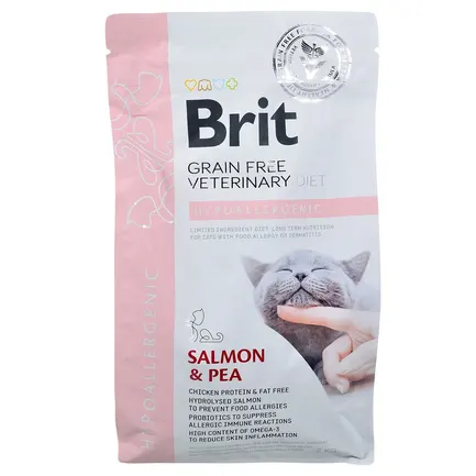 Сухий корм Brit GF VetDiet Cat Hypoallergenic для котів, з харчовою алергією та непереносимістю, з лососем та горохом, 2 кг: додаткове фото 3
