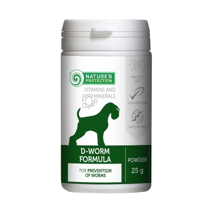 Кормова добавка для дорослих собак для профілактики глистів Nature&#039;s Protection D-worm formula, 25 г
