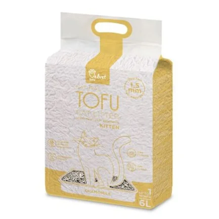 VELVET PAW TOFU Наповнювач туалетів для кошенят з екстрактом ромашки, 6 л/2,6 кг