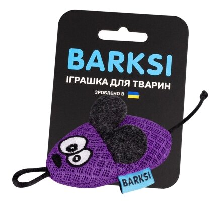 Іграшка для Котів Barksi Мишка з дзвіночком 8 х 4 см Фіолетова -