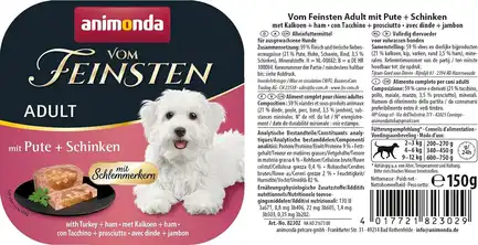 Корм вологий для собак Animonda Vom Feinsten gourme Adult with Turkey+Ham з індичкою і шинкою, 150 г: додаткове фото 2