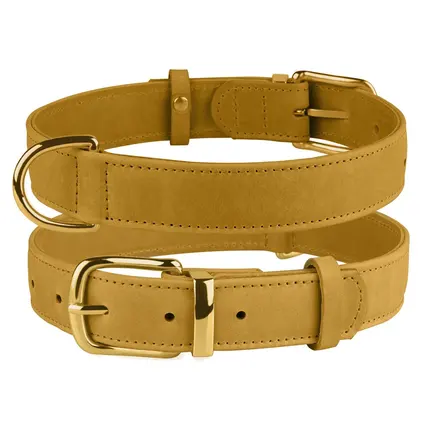 Нашийник для собак шкіряний BronzeDog Crazy гірчичний XS