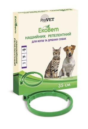 Нашийник від бліх та кліщів ProVET «ЕкоВет» для котів і малих собак 35 см (репелентний)