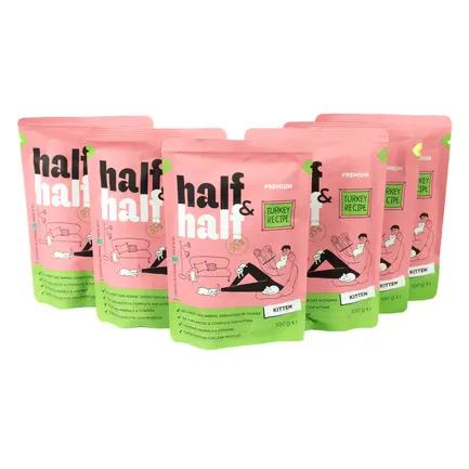 Набір вологих кормів Half&Half "5+1" для кошенят, шматочки з індичкою у желе, паучі, 6 шт*100 г: додаткове фото 3
