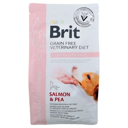 Сухий корм Brit GF VetDiet Dog Hypoallergenic для собак, при харчовій алергії, з лососем, горохом і гречкою, 2 кг — Фото 2