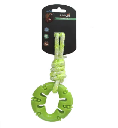 Іграшка AnimAll GrizZzly для собак, кільце з канатом, зелене, 33 × 10 см