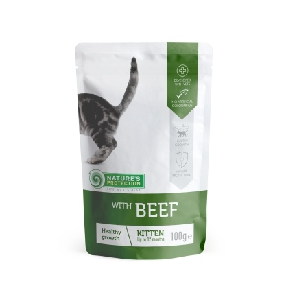 Вологий корм для здорового росту кошенят з яловичиною Nature&#039;s Protection Kitten Healthy Growth with Beef 100г