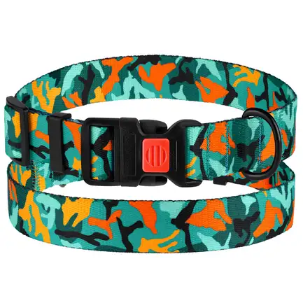 Нашийник для Собак BronzeDog Urban Camo Нейлоновий з Пластиковою Пряжкою Зелений M