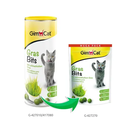Вітамінізовані таблетки для котів GimCat Gras Bits трав'яні кульки, пауч, 425 г: додаткове фото 2