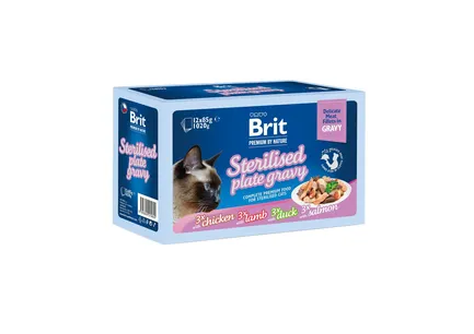 Корм вологий Brit Premium Delicate Fillets in Gravy Family Plate Sterilised для стерилізованих котів Сімейна тарілка в соусі 12 шт x 85 г