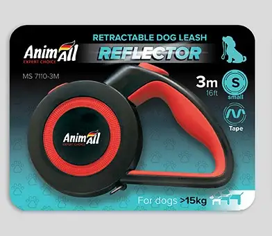 Повідець-рулетка AnimAll Reflector для собак вагою до 15 кг, 3 м, червоно-чорна