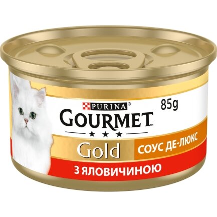 Вологий корм GOURMET Gold &quot;Соус Де-Люкс&quot; для дорослих котів шматочки в соусі з яловичиною 85 г