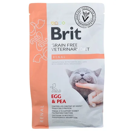 Сухий корм Brit GF VetDiet Cat Renal для котів, при захворюваннях нирок, з яйцем та горохом, 2 кг: додаткове фото 3