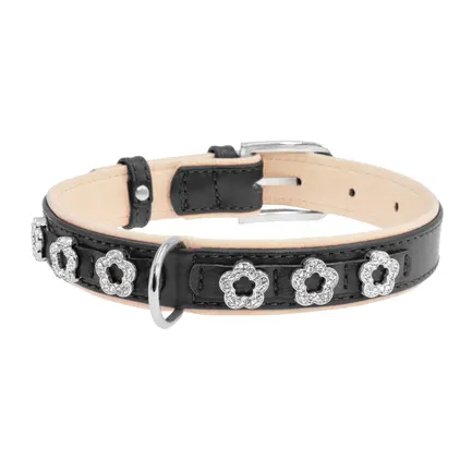 Нашийник "CoLLaR brilliance" подвійний з прикрасами "Квітка" (ширина 25мм, довжина 38-49см) чорний: додаткове фото 2