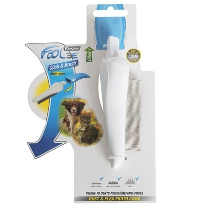 FoOlee Easee Dust&amp;Flea Pro70 Comb ФОЛІ ІЗІ ГРЕБІНЕЦЬ ДЛЯ ВИЧИСУВАННЯ БЛІХ для будь-якої шерсті, змінна насадка Білий