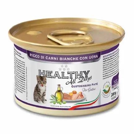 HEALTHY All days вологий корм для кошенят - паштет з білим м'ясом та яйцями 200гр
