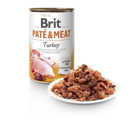 Вологий корм Brit Care Pate &amp; Meat для собак, з індичкою, 400 г — Фото 1