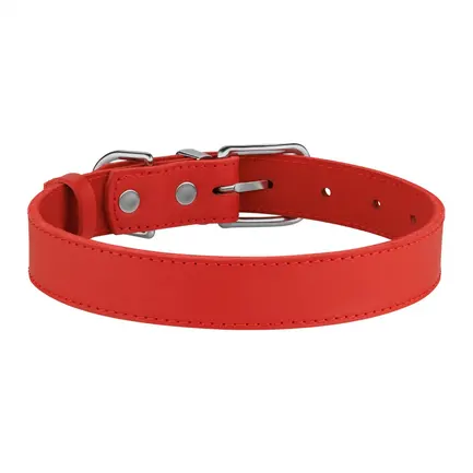 Нашийник для Собак Шкіряний BronzeDog Classic з Хромованою Фурнітурою Червоний S: додаткове фото 3