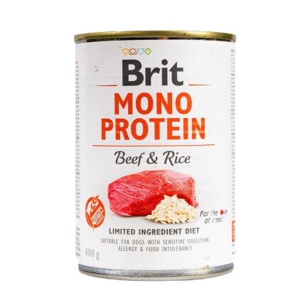 Вологий корм Brit Mono Protein Beef &amp; Rice для собак, з яловичиною та рисом, 400 г