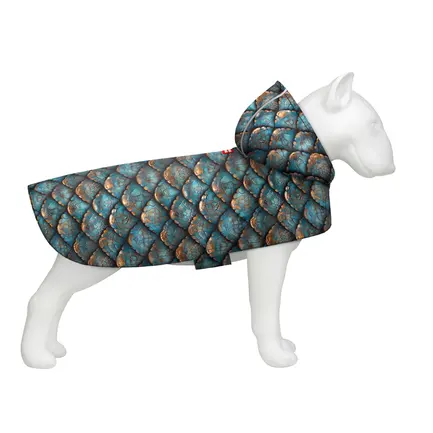 Дощовик-накидка з капюшоном для собак WAUDOG Clothes, малюнок "Луска", M, А 40-43 см, B 52-62 см, С 33-42 см: додаткове фото 2