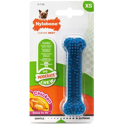 Nylabone Moderate Chew Dental Bone НІЛАБОН ДЕНТАЛ БОУН жувальна іграшка для собак, смак курки XS, для собак до 7 кг