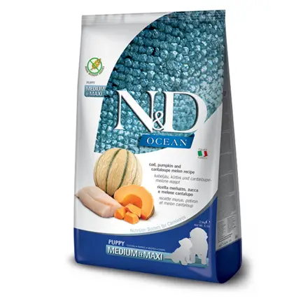 Беззерновий сухий корм Farmina N&D Grain Free OCEAN PUMPKIN для цуценят середніх і великих порід з тріскою та динею 12 кг