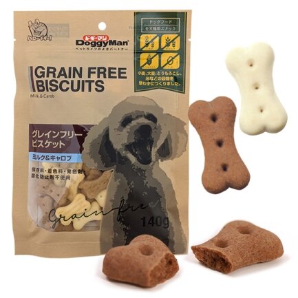 DoggyMan Biscuits Milk Carob ДОГГІМЕН БІСКВІТ МОЛОКО КЕРОБ беззернове печиво, ласощі для собак 0,14 кг