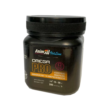 Вітаміни AnimAll VetLine Omega PRO для середніх порід собак 1 г × 200 табл