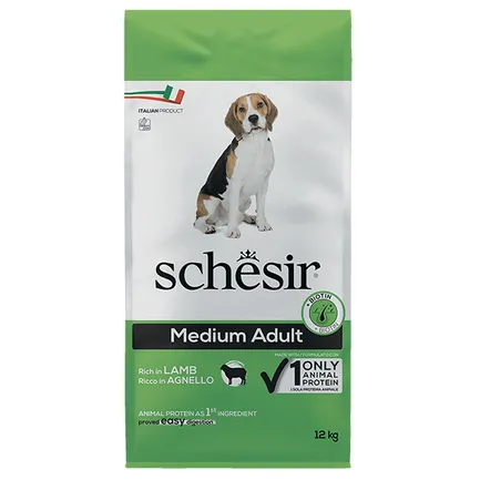 Schesir Dog Medium Adult Lamb ШЕЗІР ДОРОСЛИЙ СЕРЕДНІХ ЯГНЯ сухий монопротеїновий корм для собак середніх порід 12 кг