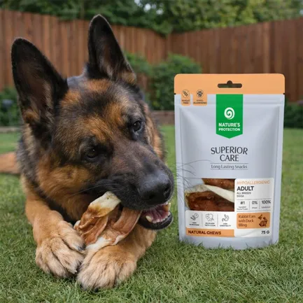 Nature's Protection Superior Care Rabbit Ears with Duck Filling Ласощі для собак кролячі вушка з начинкою з качки, 75 г: додаткове фото 3
