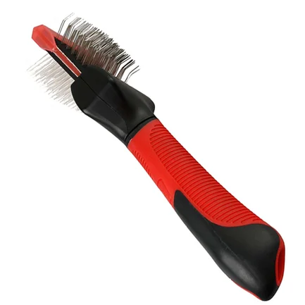 Flamingo Soft Slicker Brush 2in1 ФЛАМІНГО СЛІКЕР М’ЯКИЙ 2в1 пуходерка для собак малих та средніх порід S/M