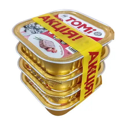 АКЦИЯ 3+1 TOMi Veal Poultry ТОМІ ТЕЛЯТИНА ПТИЦЯ консерви для котів, паштет 0,4 кг