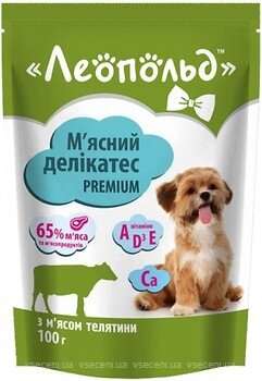 Вологий корм для собак Леопольд М&#039;ясні делікатеси з м&#039;ясом телятини 24 шт по 100 г