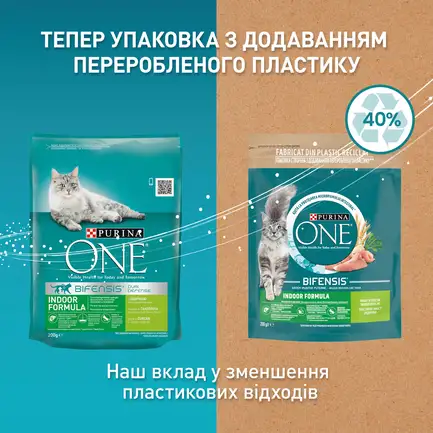 Сухий корм PURINA ONE Indoor для дорослих котів що постійно перебувають у приміщенні комплекс Bifensis з індичкою 200 г: додаткове фото 8