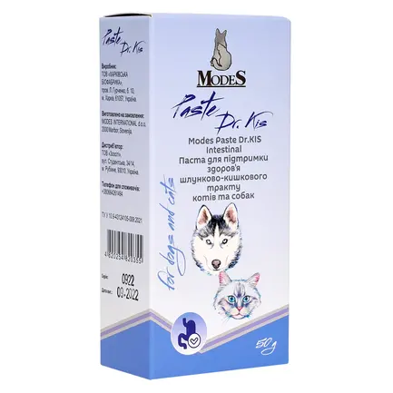 Паста Др. КІС Інтестінал (Paste Dr.KIS Intestinal) для підтримки здоров'я шлунково-кишкового тракту котів та собак 50г, MODES