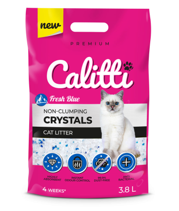 Наповнювач для котів силікагель Calitti CRYSTALS,3,8л гірська свіжість