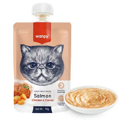 Wanpy Salmon Chicken & Carrot ВАНПІ КРЕМ-ПЮРЕ ЛОСОСЬ І КУРКА З МОРКВОЮ рідкий корм для котів 0,09 кг