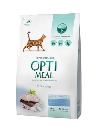 OPTIMEAL™. Повнораціонний сухий корм для дорослих котів з високим вмістом тріски, 4 кг