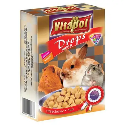 Vitapol Дропси для гризунів, горіхові 75 г.
