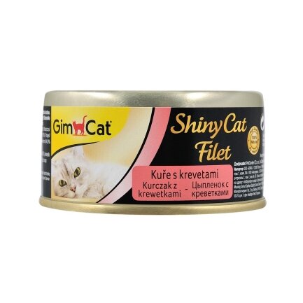 Вологий корм GimCat Shiny Cat Filet для котів, курка і креветки, 70 г