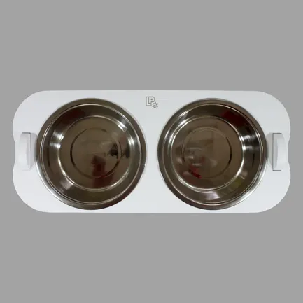 Миски металеві на дерев'яній підставці Lucky Pet лінійка"Бенкет" 2x1,63л/21см, біла (552471): додаткове фото 3