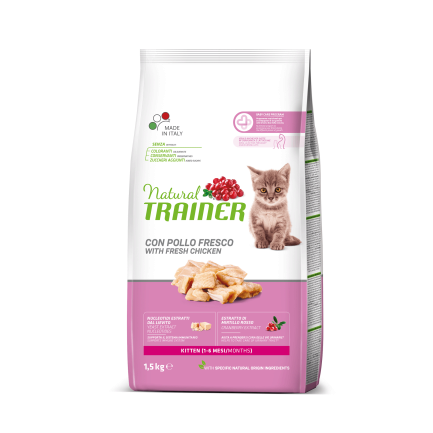 Natural Trainer Super Premium Kitten сухий корм зі свіжою курятиною для кошенят 1,5 кг