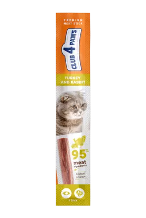 CLUB 4 PAWS М’ясна паличка Преміум: Індичка з кроликом. Ласощі для котів, 0,005 кг
