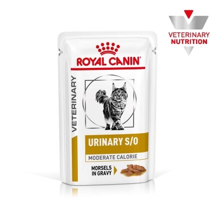 Дієтичний вологий корм Royal Canin URINARY S/O MODERATE CALORIE CAT (шматочки у соусі) для котів 85 г