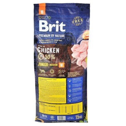 Сухий корм Brit Premium Dog Junior M для цуценят та юніорів середніх порід, з куркою, 15 кг — Фото 2